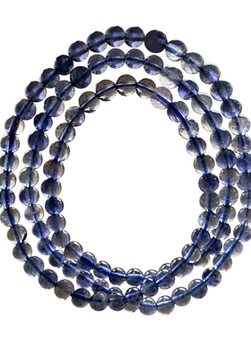 天然冰种堇青石手链三圈蓝晶类女