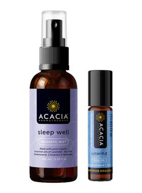 ACACIA澳洲进口安睡薰衣草睡眠精油喷雾+心释放洋甘菊便携滚珠
