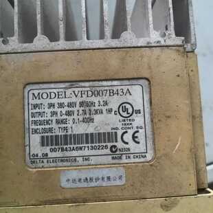 议价台达变频器VFD007B43A,0.75KW功率,三相380维修