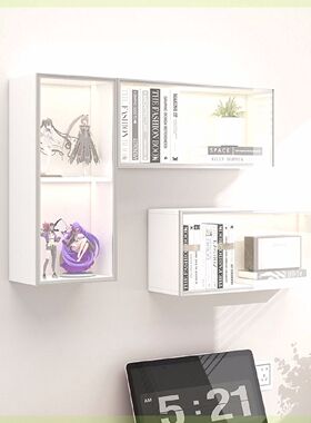 北欧展示柜玻璃手办壁柜模型吊柜上翻门壁挂密封柜墙上玩具柜