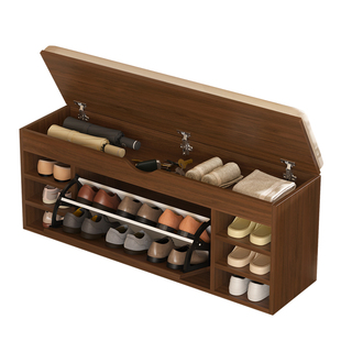 入户门翻斗实木鞋柜2026新款家用门口换鞋凳坐凳一体玄关鞋柜N106