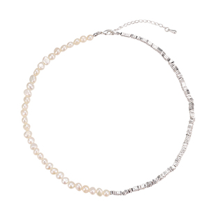 天然淡水珍珠项链女碎银子几两轻奢小众高级感颈链新款碎银锁骨链