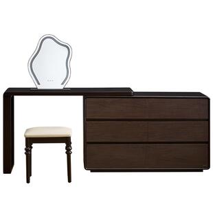 全友家居复古风六斗柜梳妆台一体储物柜2025新款卧室家用化妆桌