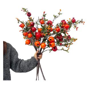 2026年新款石榴仿真花新年宵花红浆果发财花装饰假花高枝果实花束