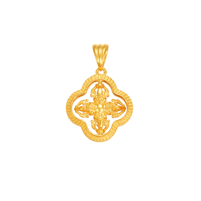 明牌珠宝十字金刚杵18K金吊坠