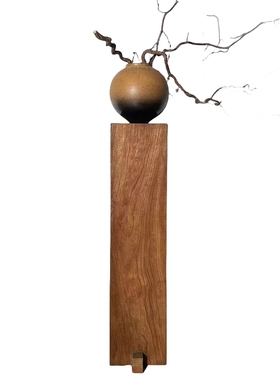 玄关茶室底座实木柱子侘寂风