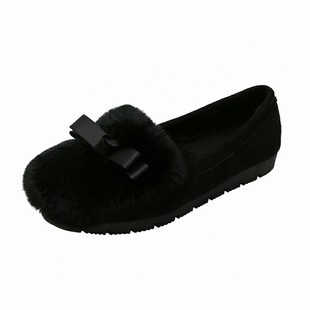 毛毛鞋女秋冬外穿2025新款松糕厚底加绒豆豆鞋棉鞋大码女鞋41到43