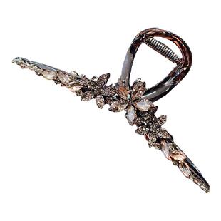 枪黑色花朵水晶发夹女2025新款后脑勺盘发抓夹高级感大号鲨鱼夹子