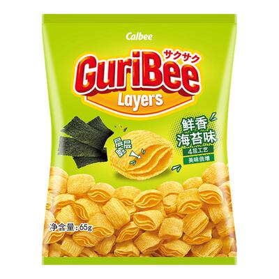 卡乐比Guribee层层脆多口味任选65g尝鲜出游膨化零食BY