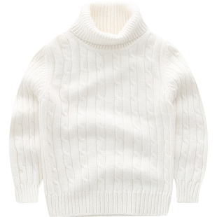 儿童羊绒衫加厚宝宝高领毛衣女童针织打底男童羊毛衫冬纯白色