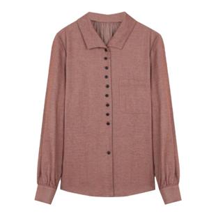 solighter 法式复古燕子领人字纹磨毛衬衫女秋冬2025新款长袖衬衣