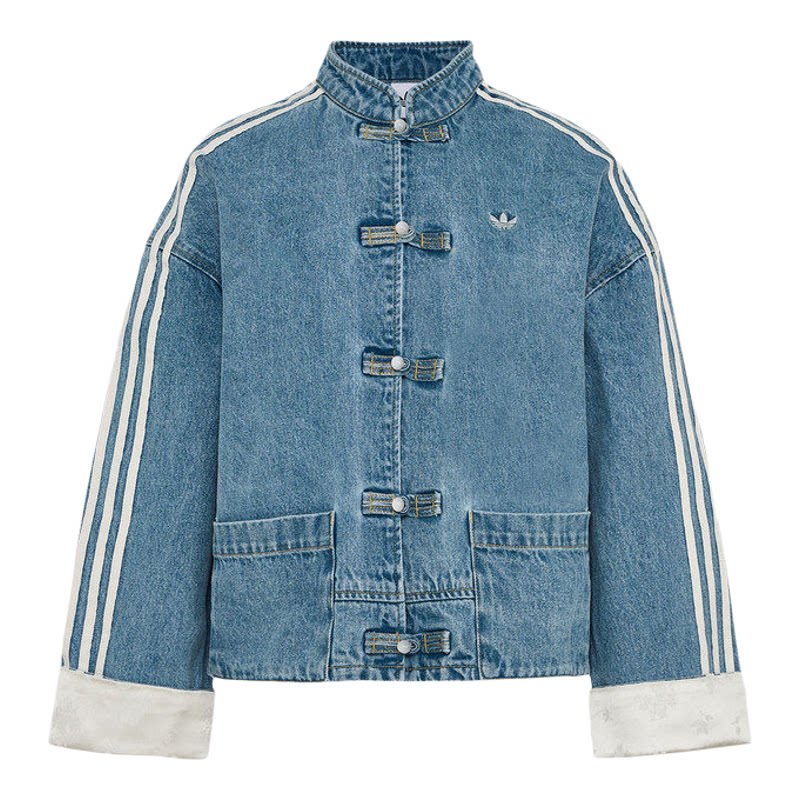 adidas三叶草新中式牛仔女夹克