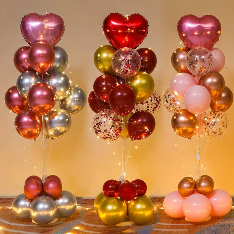 发光地飘立柱气球生日庆店铺开业场景路引布置派对装饰品周年支架