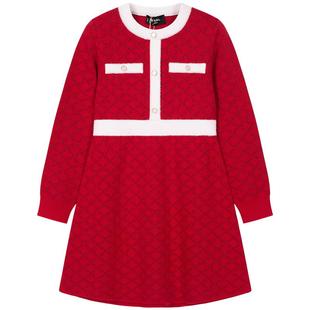 水孩儿女童连衣裙2025春秋新品大童洋气毛衣裙长袖针织裙子