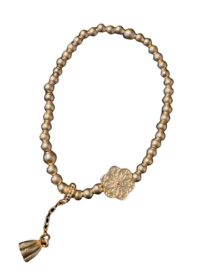 织纹雕金富贵花几何手链古董感镀18K金小金珠狮子手串叠戴百搭