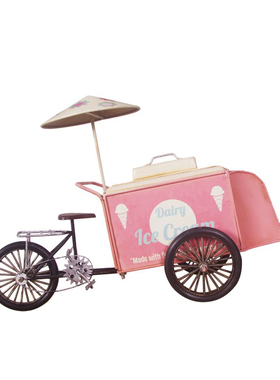 冰淇淋雪糕手推车少女心铁艺摆件