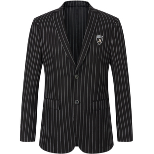 BM竖条纹高级感炸街休闲西装外套2021年新款男装韩版潮流痞帅西服