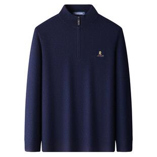 [100%绵羊毛/加厚保暖]梦特娇冬季纯羊毛衫男半高领拉链毛衣打底J