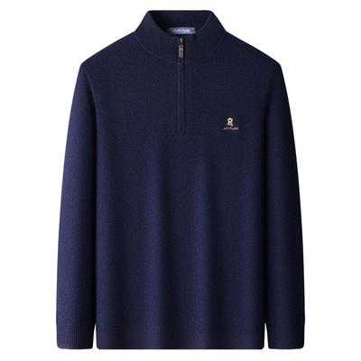 [100%绵羊毛]立领拉链加厚羊毛衫