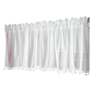 白色棉球吊坠短帘蕾丝隔断帘半帘门帘半截咖啡窗帘小窗户短款粘贴
