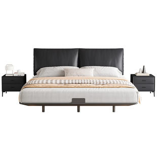 DDC意式极简真皮床双人悬浮床1.8米碳素钢床架主卧软包床2025新款