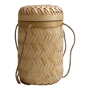 竹盒送礼编织收纳茶叶礼品盒有盖带盖包装盒大号圆形礼品盒竹制品