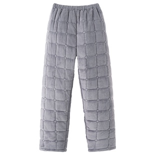 浪莎三层夹棉睡裤男士冬季加绒加厚珊瑚绒家居裤秋冬款棉裤单条裤