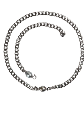 WY男女生同款钛钢古巴链大溪地巴洛克珍珠个性手链项链甜酷风