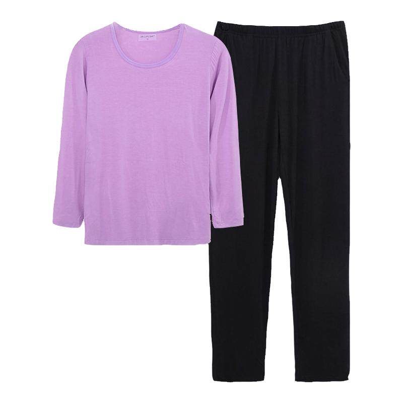 女士睡衣长袖长裤莫代尔薄款家居服外出防晒休闲服两件套套装中年