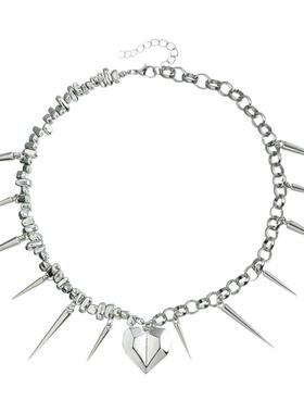 Norns欧美未来感赛博朋克金属感不规则串珠爱心锥形锁骨链项链