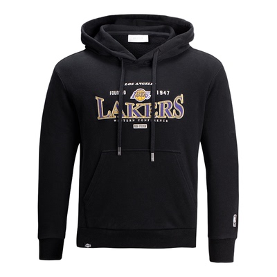 NBA湖人队男女圆领抓绒连帽卫衣