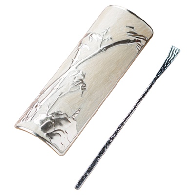 画续竹影银辉茶则组合茶荷茶拨