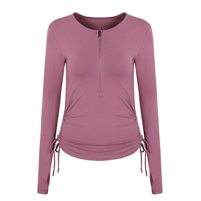 半拉链annerun长袖女运动上衣