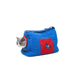 宠物便携式宠物包小体狗狗外出包蓝色四季通用透气小马宠物随行包
