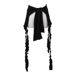 CBXLAB街舞潮牌黑色烫钻细闪飘带跳舞长袖罩衫爵士飘逸辣妹小衫女