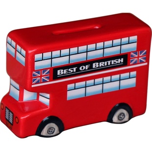 英伦双层巴士红邮筒存钱罐 日式陶瓷笔筒 复古摩托车桌面装饰摆件