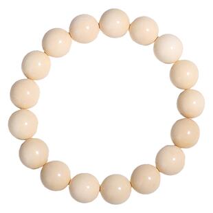 冰料猛犸象牙精工原色圆珠单圈佛珠文玩手串男女款情侣送人手链