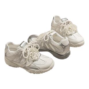 6cm内增高德训鞋女款月牙珍珠鞋带运动休闲百搭2026春季新款鞋子