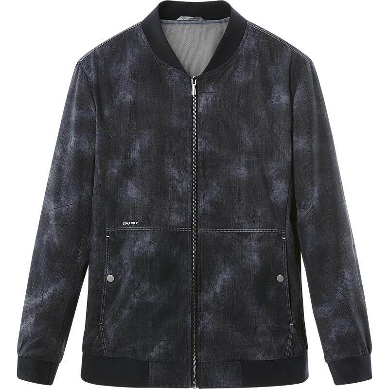 HLA/海澜之家春夏棒球领夹克休闲风仿牛仔简约时尚辑明线外套男