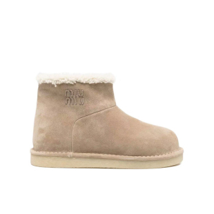 MIU MIU/谬谬25秋冬沙色女士圆头短靴雪地靴代购5T515EZ0GF0F