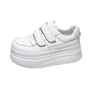 8cm魔术贴厚底小白鞋女2026春季新款小个子百搭增高休闲板鞋