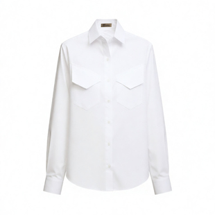 欧美博士同款利落帅气中性风设计感修身全棉御姐冷淡白衬衫上衣女