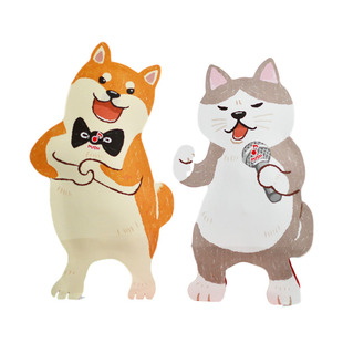 日本音乐贺卡立体柴犬猫咪喜剧歌星生日快乐歌寿星祝福送女生男友