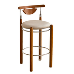 中古实木吧台椅设计师轻奢家用靠背高脚椅复古咖啡厅岛台高脚凳子