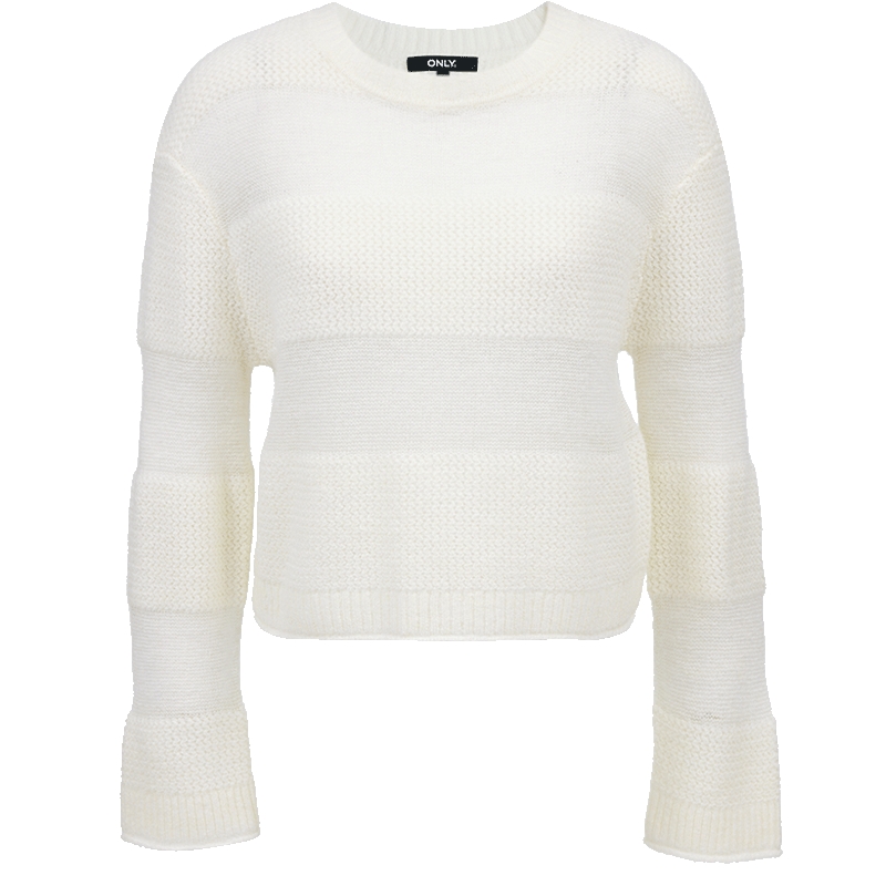 ONLY2025冬季新款拼接针织百搭圆领轻薄镂空宽松落肩短款针织衫女