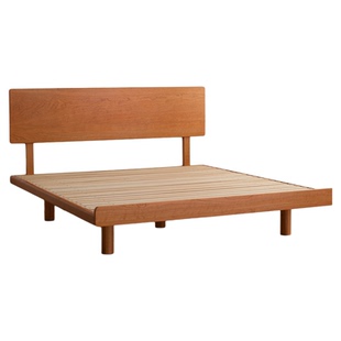 浮生记/齐边床薄床头小户型樱桃木1.5米主卧北欧日式1.8全实木床
