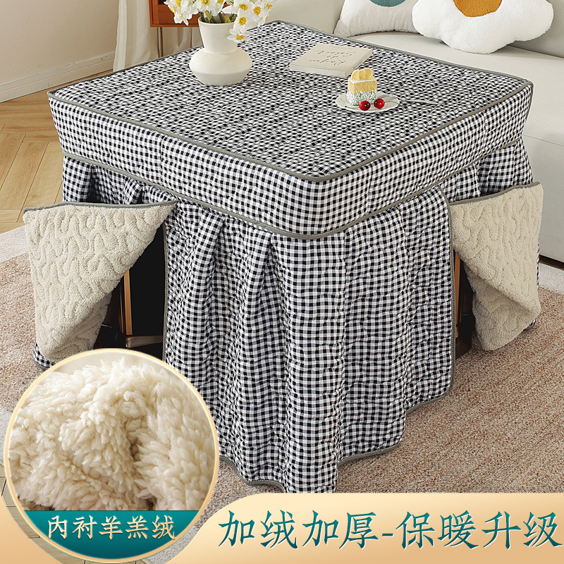 冬季加厚加绒烤火桌罩套电炉罩正方形取暖桌布电火炉家用烤火炉被