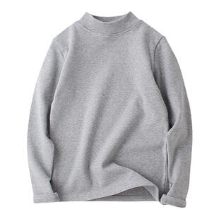 儿童新款纯色高领原白色男女宝宝秋冬季加厚打底衫保暖上衣内搭