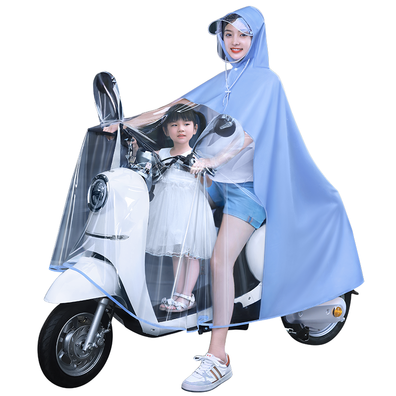 雨衣电动车双人母子女亲子长款全身防暴雨电瓶摩托车专用透明雨披