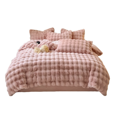 秋冬季加厚兔兔绒四件套简约轻奢